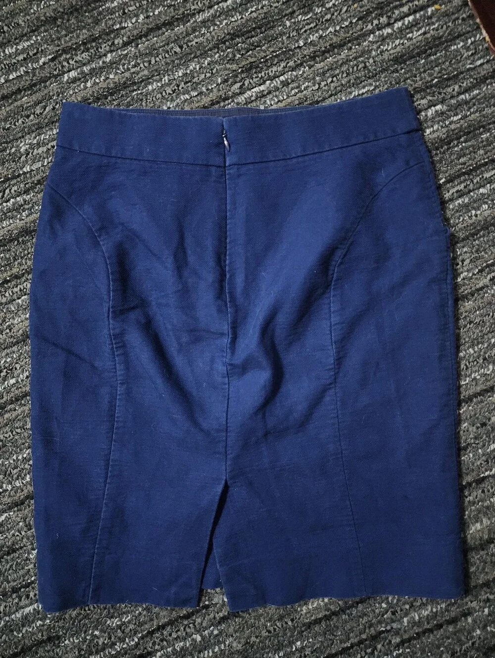 J. Crew Navy Blue 100% Cotton The Pencil Skirt Women's Size 4 Career Office EUC